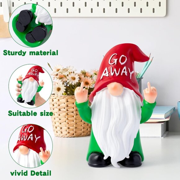Naughty Gnome Resin Ornament Middle Finger Statue Decoration For Table Topper - Picture 4 of 6